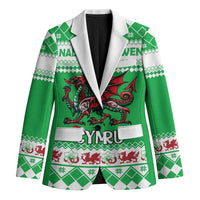 Personalized Wales Christmas Dragon Blazer Nadolig Llawen Green Version - Wonder Print Shop