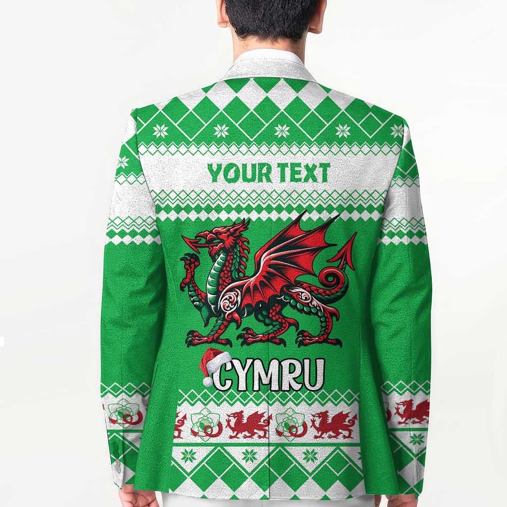 Personalized Wales Christmas Dragon Blazer Nadolig Llawen Green Version - Wonder Print Shop