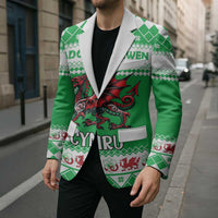 Personalized Wales Christmas Dragon Blazer Nadolig Llawen Green Version - Wonder Print Shop