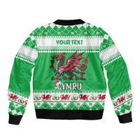 Personalized Wales Christmas Dragon Bomber Jacket Nadolig Llawen Green Version - Wonder Print Shop