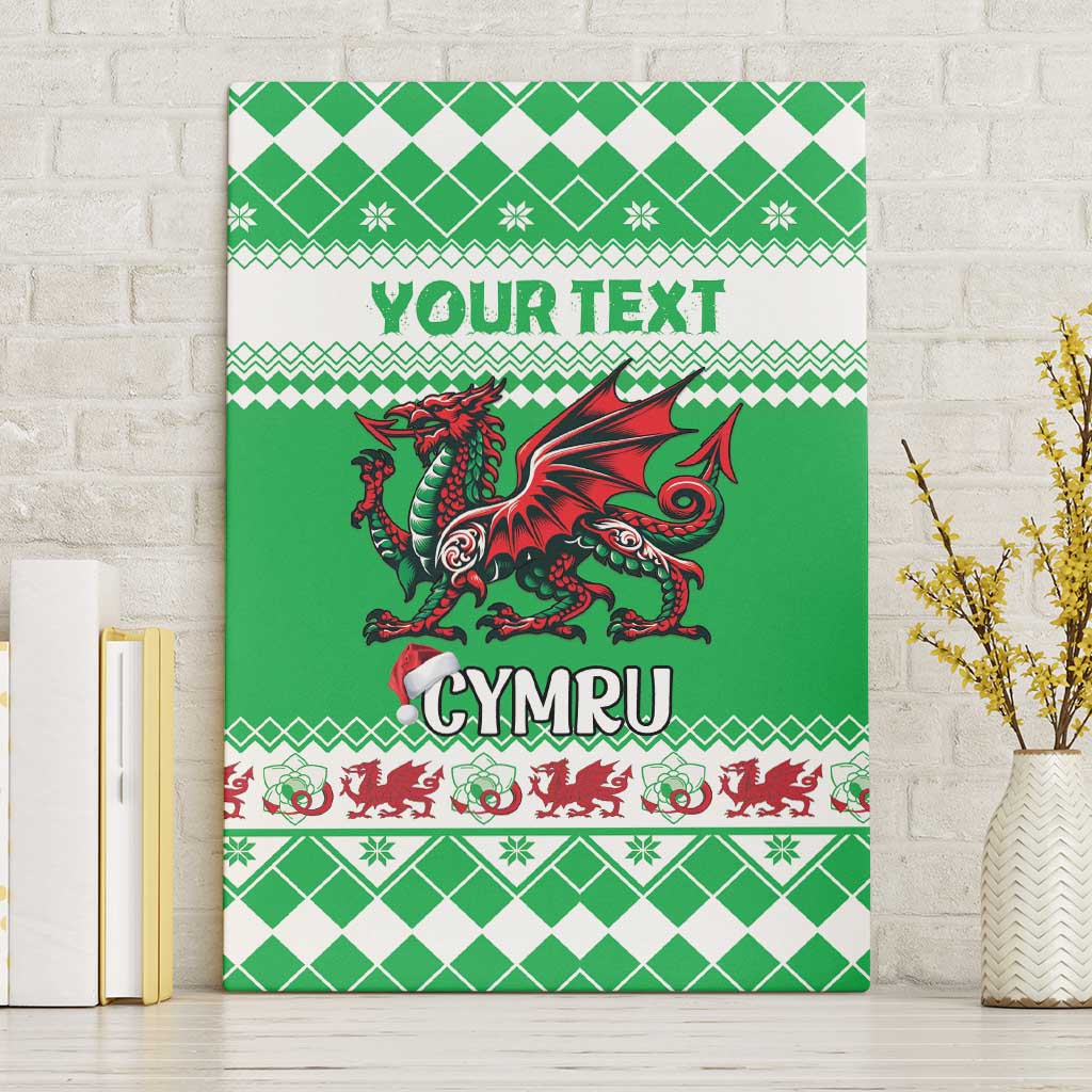 Personalized Wales Christmas Dragon Canvas Wall Art Nadolig Llawen Green Version - Wonder Print Shop