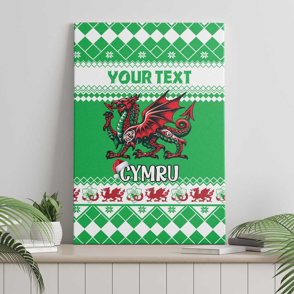 Personalized Wales Christmas Dragon Canvas Wall Art Nadolig Llawen Green Version - Wonder Print Shop