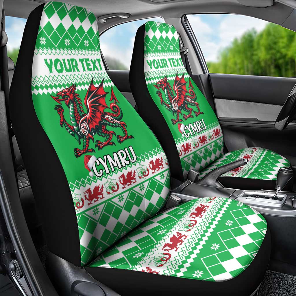 Personalized Wales Christmas Dragon Car Seat Cover Nadolig Llawen Green Version - Wonder Print Shop