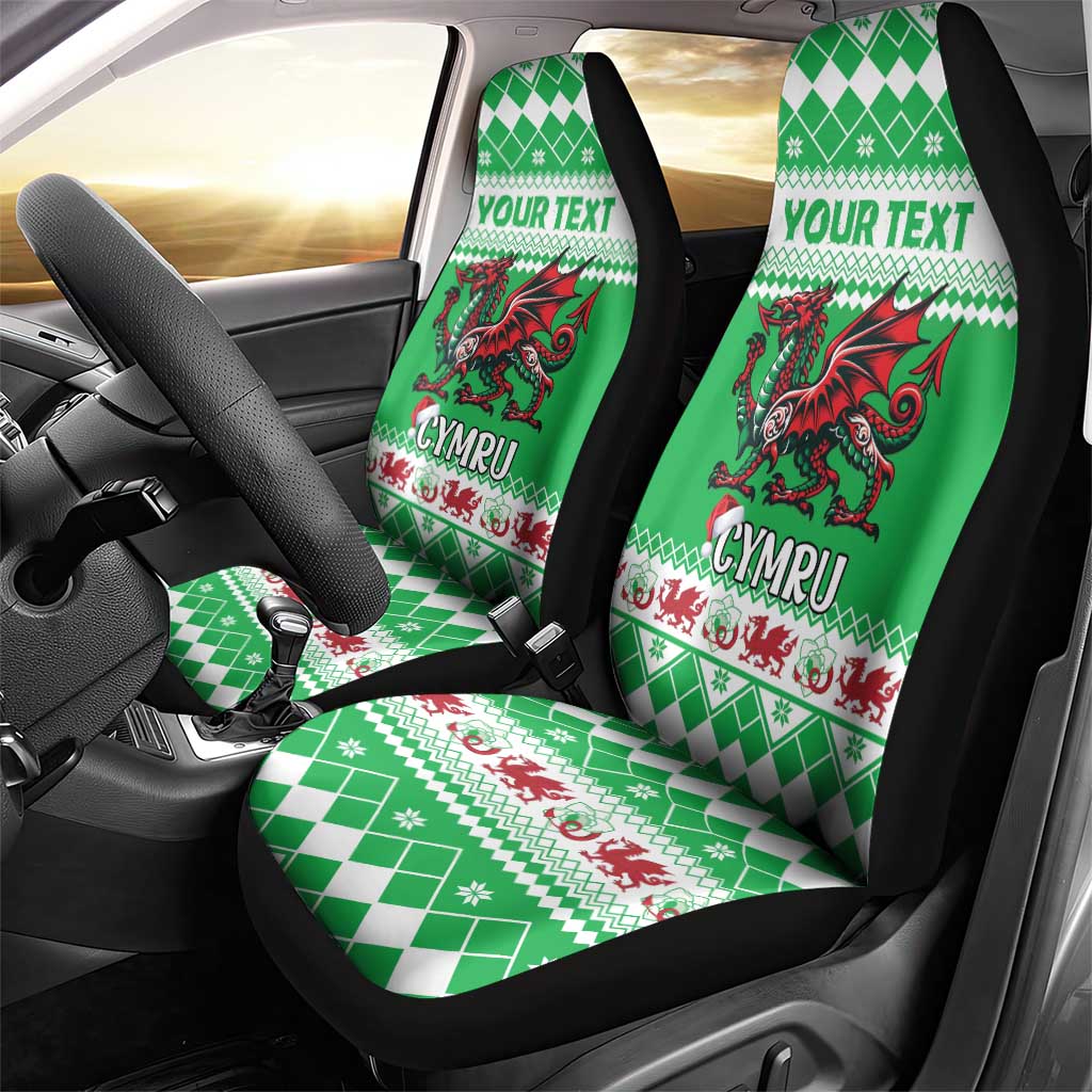 Personalized Wales Christmas Dragon Car Seat Cover Nadolig Llawen Green Version - Wonder Print Shop