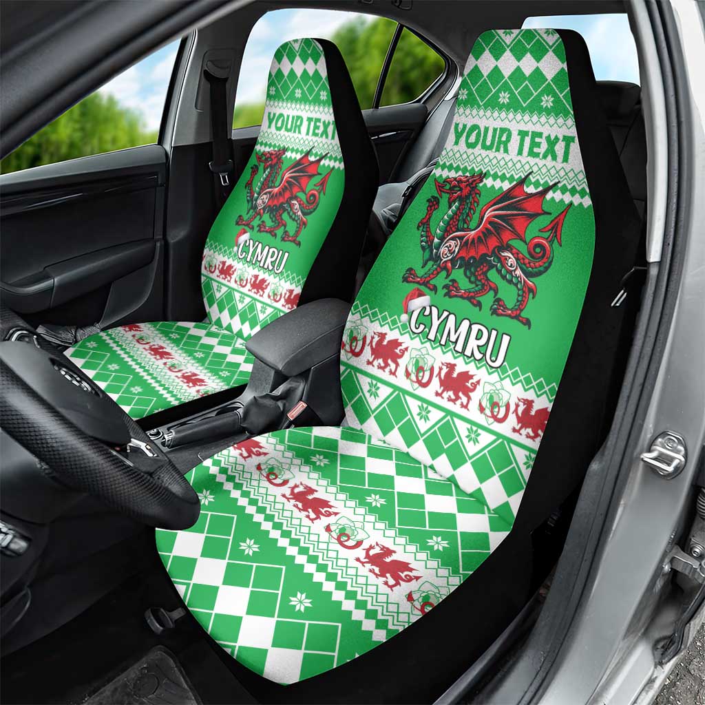 Personalized Wales Christmas Dragon Car Seat Cover Nadolig Llawen Green Version - Wonder Print Shop