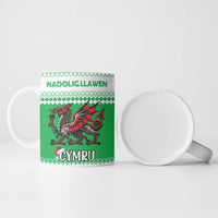 Personalized Wales Christmas Dragon Ceramic Mug Nadolig Llawen Green Version - Wonder Print Shop
