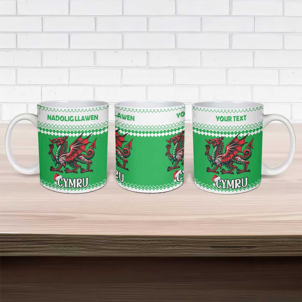 Personalized Wales Christmas Dragon Ceramic Mug Nadolig Llawen Green Version - Wonder Print Shop