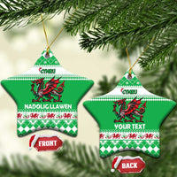 Personalized Wales Christmas Dragon Ceramic Ornament Nadolig Llawen Green Version - Wonder Print Shop