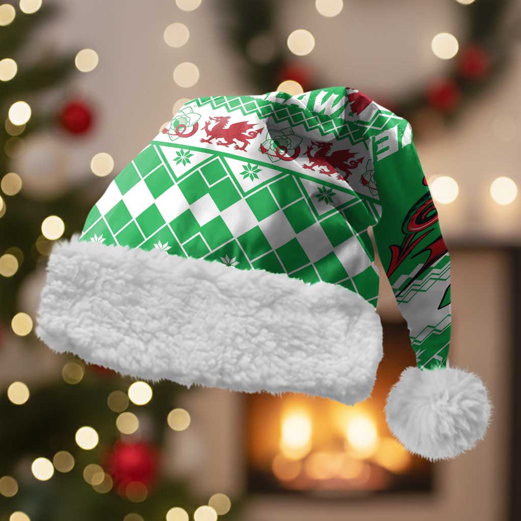 Personalized Wales Christmas Dragon Christmas Santa Hat Nadolig Llawen Green Version - Wonder Print Shop