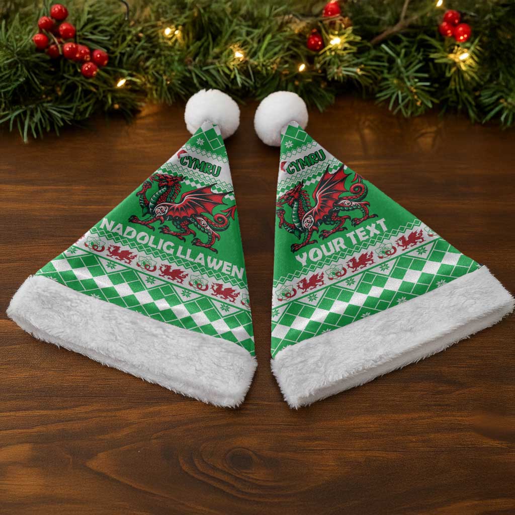 Personalized Wales Christmas Dragon Christmas Santa Hat Nadolig Llawen Green Version - Wonder Print Shop
