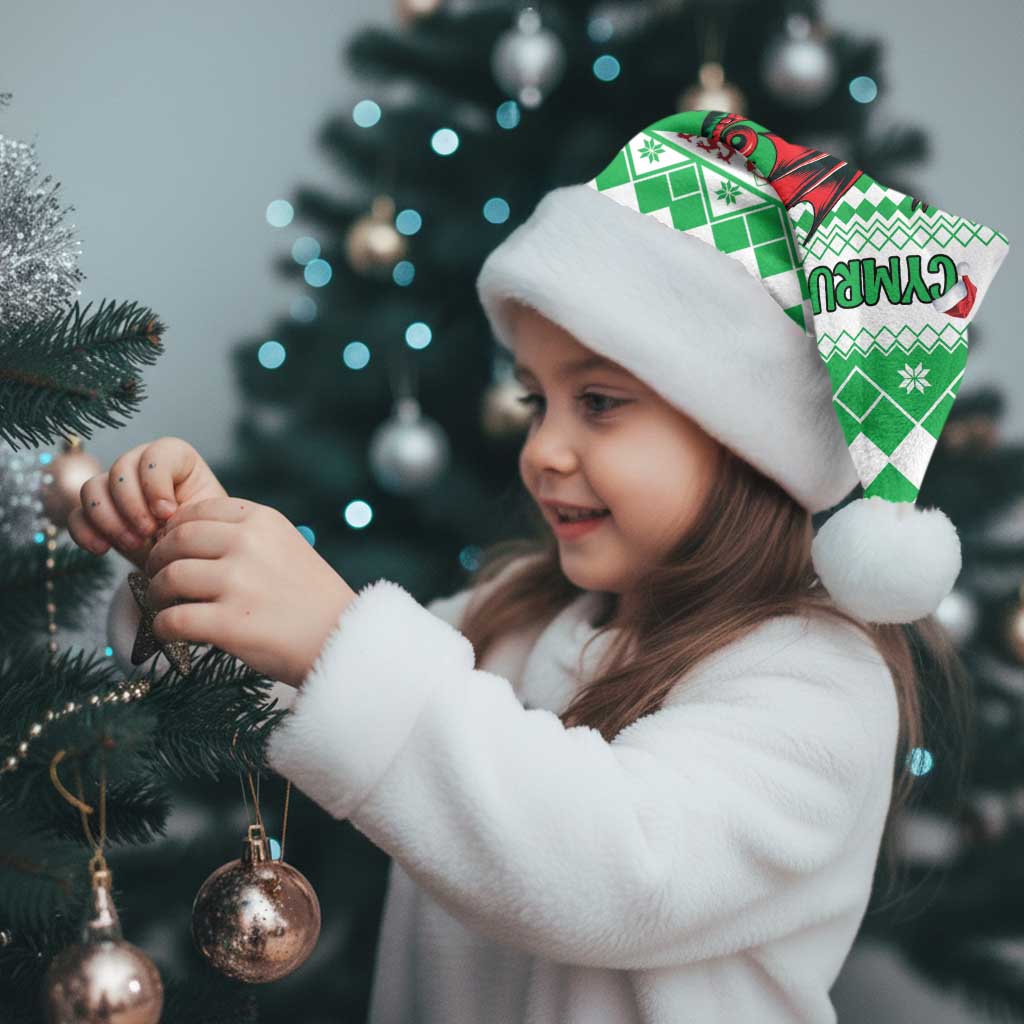 Personalized Wales Christmas Dragon Christmas Santa Hat Nadolig Llawen Green Version - Wonder Print Shop