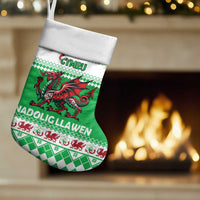 Personalized Wales Christmas Dragon Christmas Stocking Nadolig Llawen Green Version - Wonder Print Shop