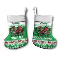Personalized Wales Christmas Dragon Christmas Stocking Nadolig Llawen Green Version - Wonder Print Shop