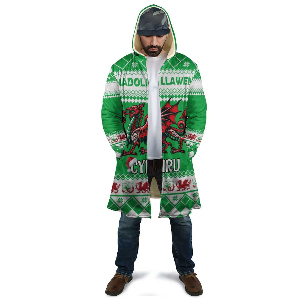 Personalized Wales Christmas Dragon Cloak Nadolig Llawen Green Version - Wonder Print Shop