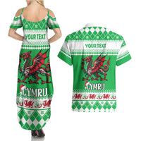 Personalized Wales Christmas Dragon Couples Matching Summer Maxi Dress and Hawaiian Shirt Nadolig Llawen Green Version - Wonder Print Shop