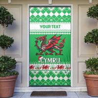 Personalized Wales Christmas Dragon Door Cover Nadolig Llawen Green Version - Wonder Print Shop