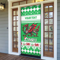 Personalized Wales Christmas Dragon Door Cover Nadolig Llawen Green Version - Wonder Print Shop
