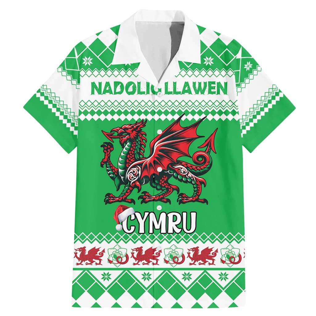Personalized Wales Christmas Dragon Family Matching Mermaid Dress and Hawaiian Shirt Nadolig Llawen Green Version - Wonder Print Shop