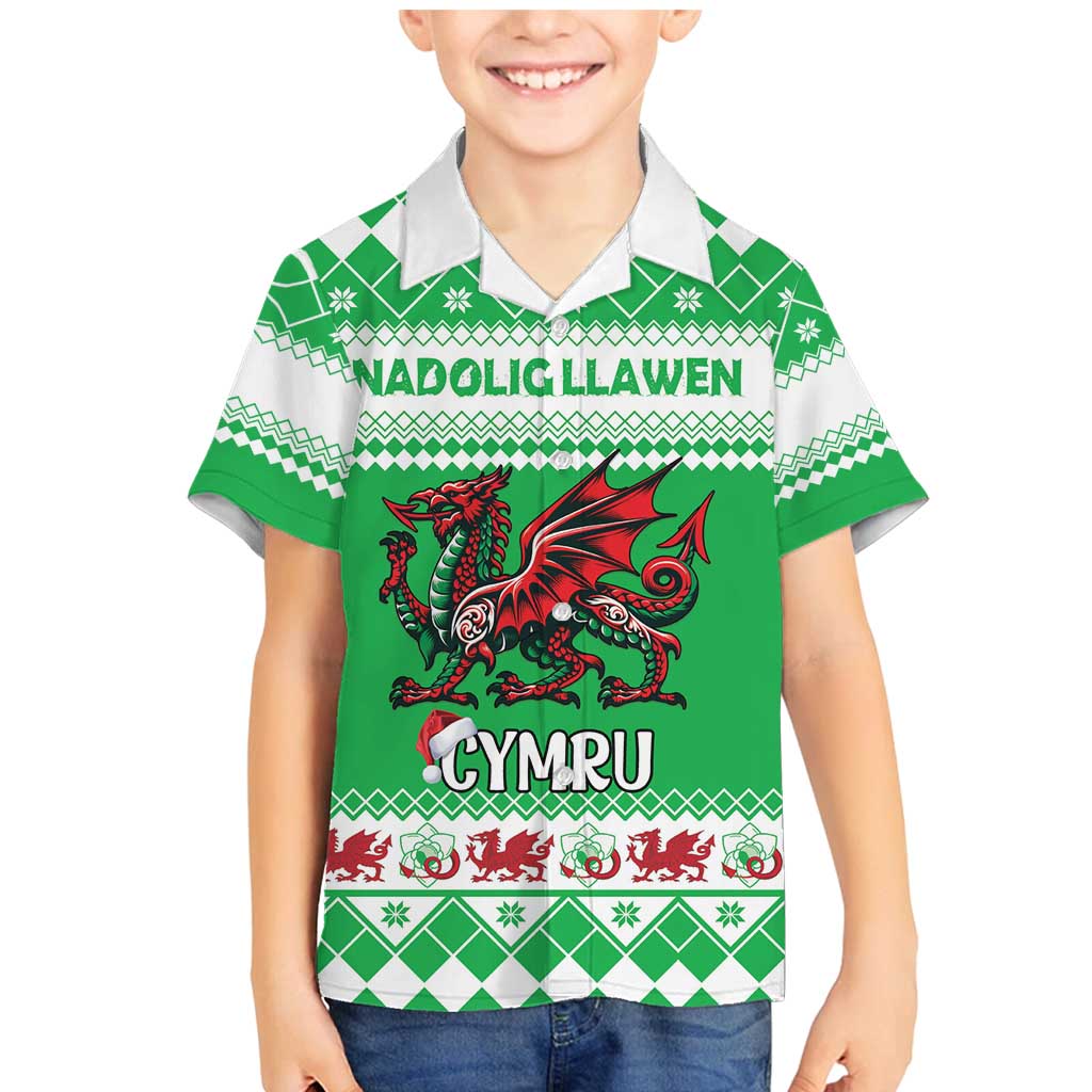 Personalized Wales Christmas Dragon Family Matching Mermaid Dress and Hawaiian Shirt Nadolig Llawen Green Version - Wonder Print Shop