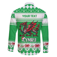 Personalized Wales Christmas Dragon Family Matching Off The Shoulder Long Sleeve Dress and Hawaiian Shirt Nadolig Llawen Green Version - Wonder Print Shop