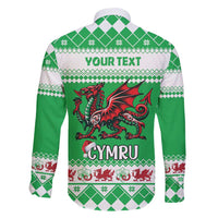 Personalized Wales Christmas Dragon Family Matching Off Shoulder Short Dress and Hawaiian Shirt Nadolig Llawen Green Version - Wonder Print Shop