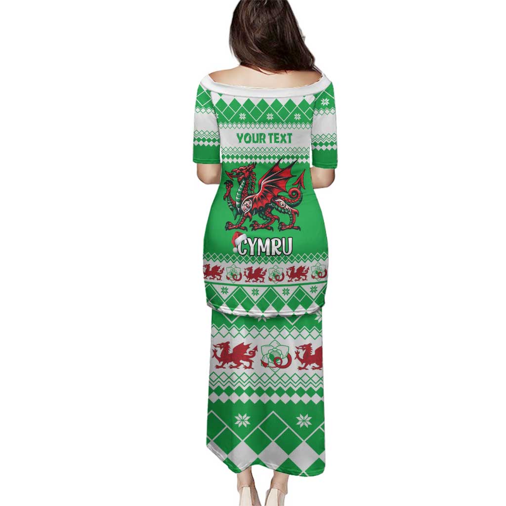Personalized Wales Christmas Dragon Family Matching Puletasi and Hawaiian Shirt Nadolig Llawen Green Version - Wonder Print Shop