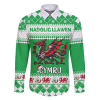 Personalized Wales Christmas Dragon Family Matching Short Sleeve Bodycon Dress and Hawaiian Shirt Nadolig Llawen Green Version - Wonder Print Shop
