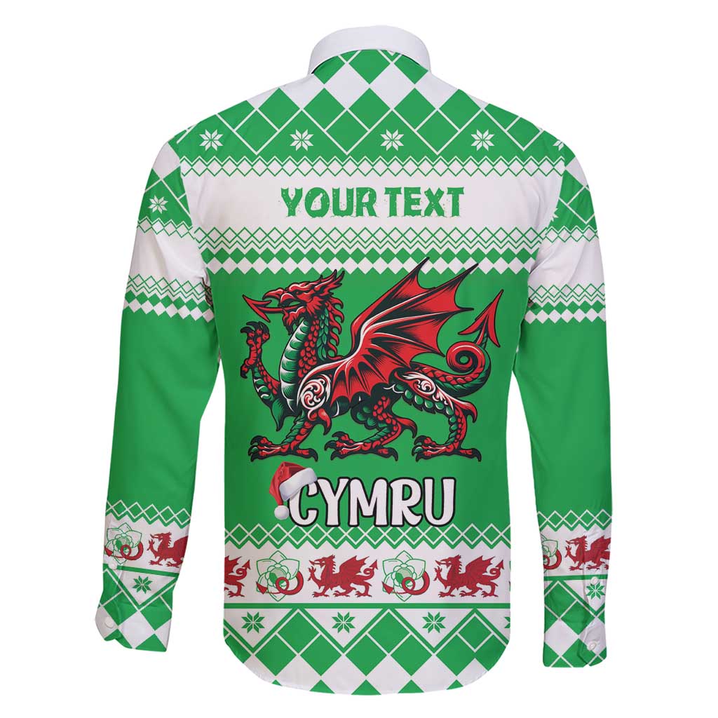 Personalized Wales Christmas Dragon Family Matching Short Sleeve Bodycon Dress and Hawaiian Shirt Nadolig Llawen Green Version - Wonder Print Shop