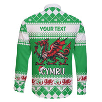 Personalized Wales Christmas Dragon Family Matching Short Sleeve Bodycon Dress and Hawaiian Shirt Nadolig Llawen Green Version - Wonder Print Shop