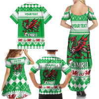 Personalized Wales Christmas Dragon Family Matching Summer Maxi Dress and Hawaiian Shirt Nadolig Llawen Green Version - Wonder Print Shop