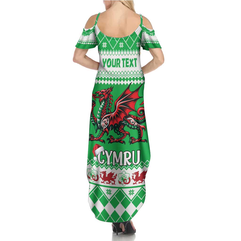 Personalized Wales Christmas Dragon Family Matching Summer Maxi Dress and Hawaiian Shirt Nadolig Llawen Green Version - Wonder Print Shop