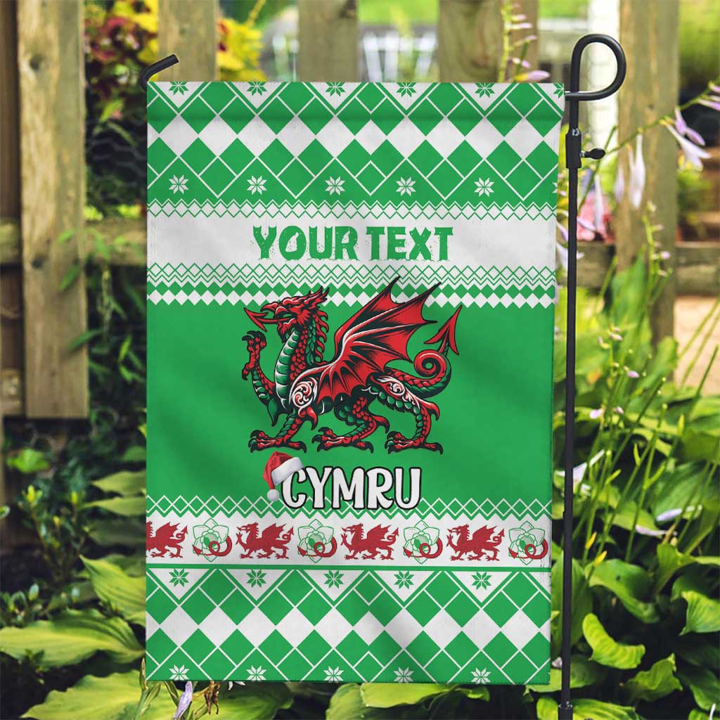 Personalized Wales Christmas Dragon Garden Flag Nadolig Llawen Green Version - Wonder Print Shop