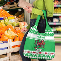 Personalized Wales Christmas Dragon Grocery Bag Nadolig Llawen Green Version - Wonder Print Shop