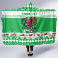 Personalized Wales Christmas Dragon Hooded Blanket Nadolig Llawen Green Version - Wonder Print Shop