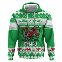 Personalized Wales Christmas Dragon Hoodie Nadolig Llawen Green Version - Wonder Print Shop