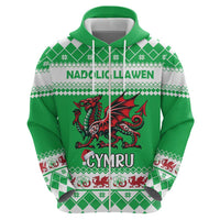 Personalized Wales Christmas Dragon Hoodie Nadolig Llawen Green Version - Wonder Print Shop