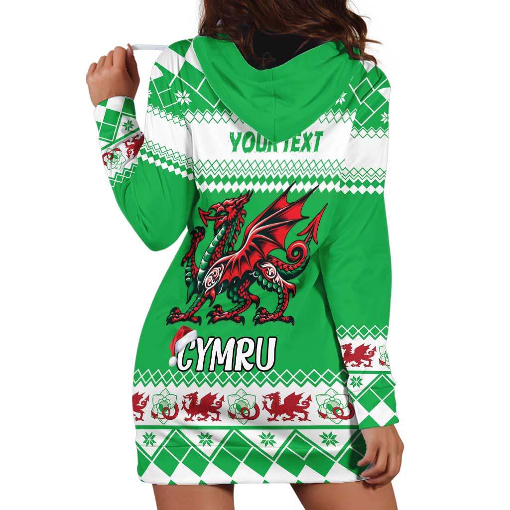 Personalized Wales Christmas Dragon Hoodie Dress Nadolig Llawen Green Version - Wonder Print Shop