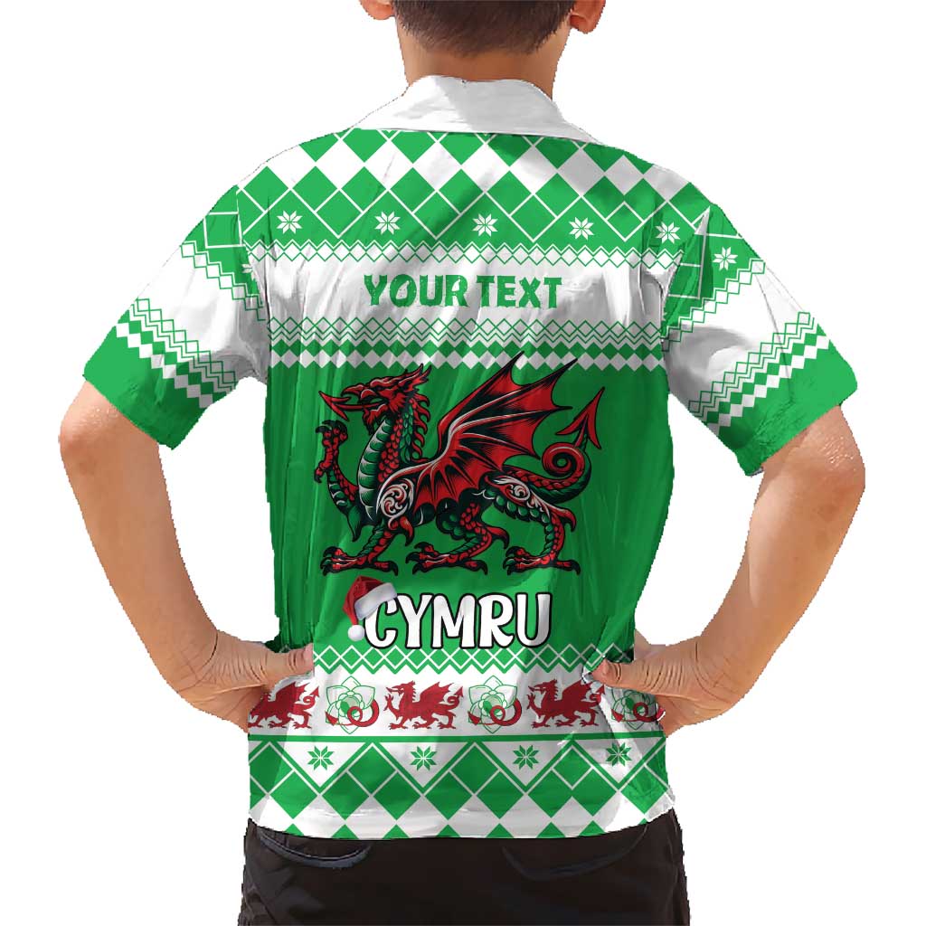 Personalized Wales Christmas Dragon Kid Hawaiian Shirt Nadolig Llawen Green Version - Wonder Print Shop