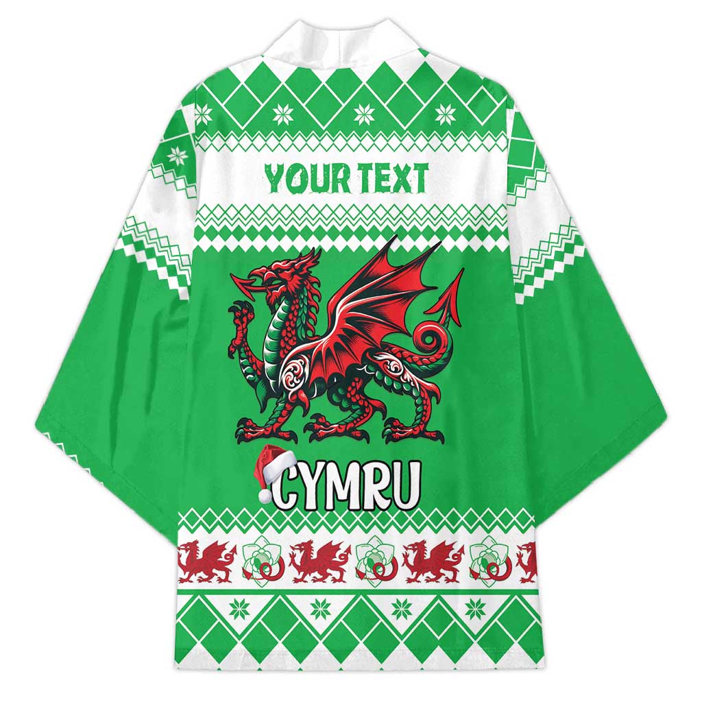 Personalized Wales Christmas Dragon Kimono Nadolig Llawen Green Version - Wonder Print Shop