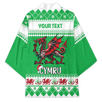 Personalized Wales Christmas Dragon Kimono Nadolig Llawen Green Version - Wonder Print Shop