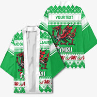 Personalized Wales Christmas Dragon Kimono Nadolig Llawen Green Version - Wonder Print Shop
