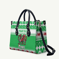 Personalized Wales Christmas Dragon Leather Bag Nadolig Llawen Green Version - Wonder Print Shop
