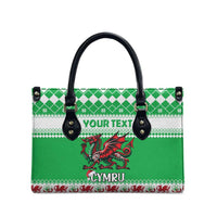 Personalized Wales Christmas Dragon Leather Bag Nadolig Llawen Green Version - Wonder Print Shop