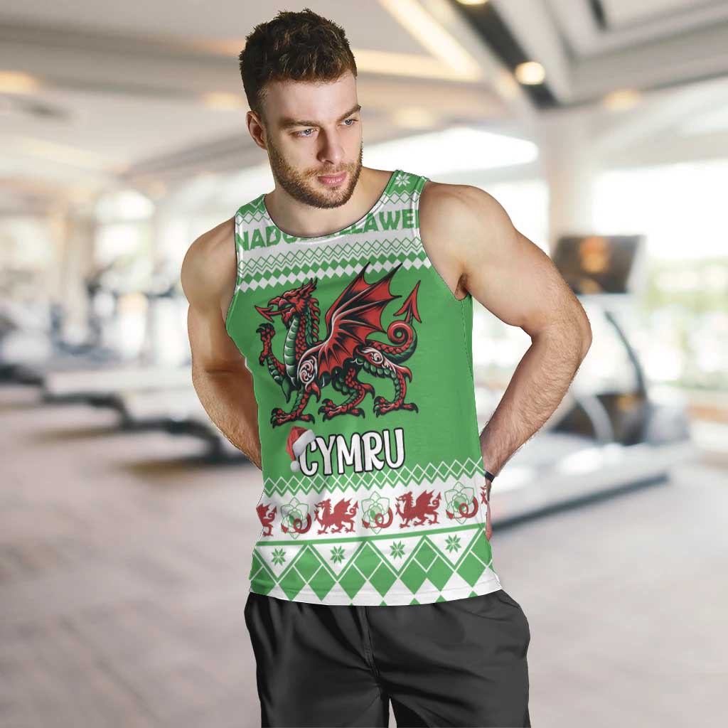 Personalized Wales Christmas Dragon Men Tank Top Nadolig Llawen Green Version - Wonder Print Shop