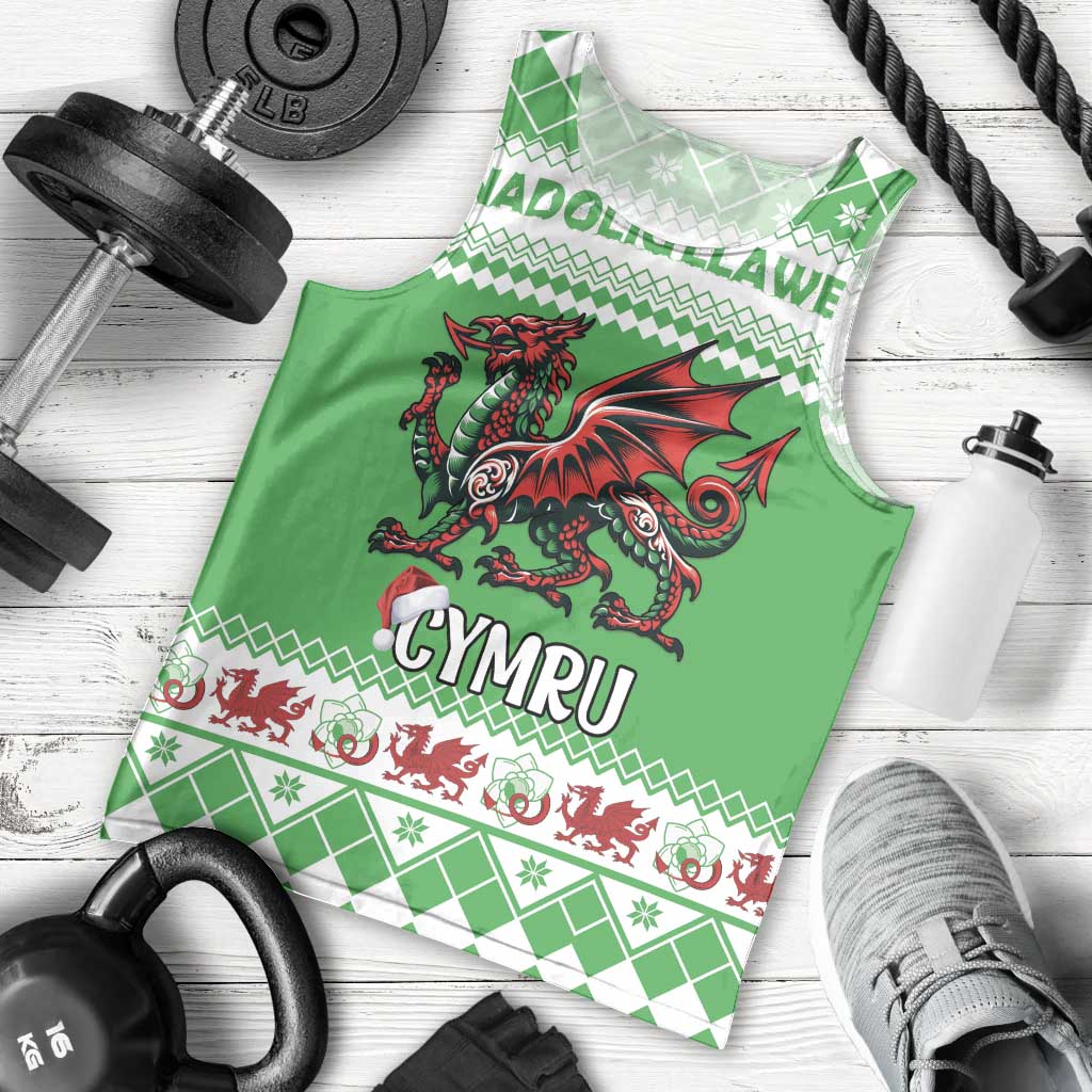 Personalized Wales Christmas Dragon Men Tank Top Nadolig Llawen Green Version - Wonder Print Shop
