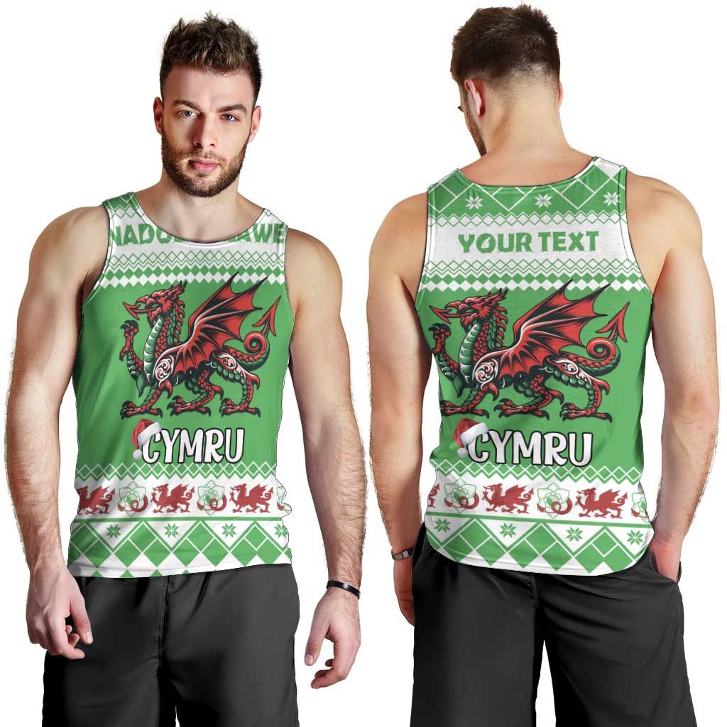 Personalized Wales Christmas Dragon Men Tank Top Nadolig Llawen Green Version - Wonder Print Shop