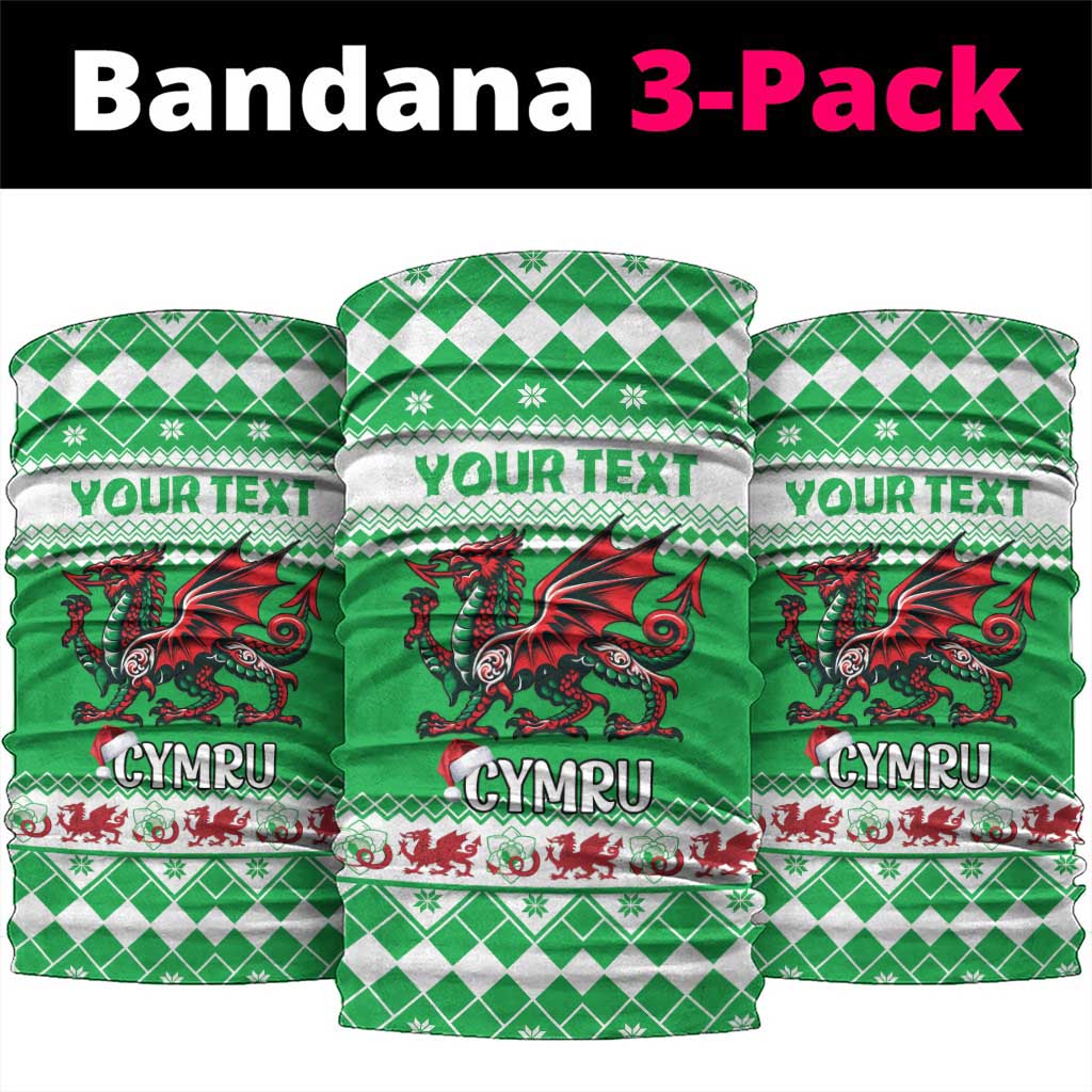 Personalized Wales Christmas Dragon Neck Gaiter Nadolig Llawen Green Version - Wonder Print Shop