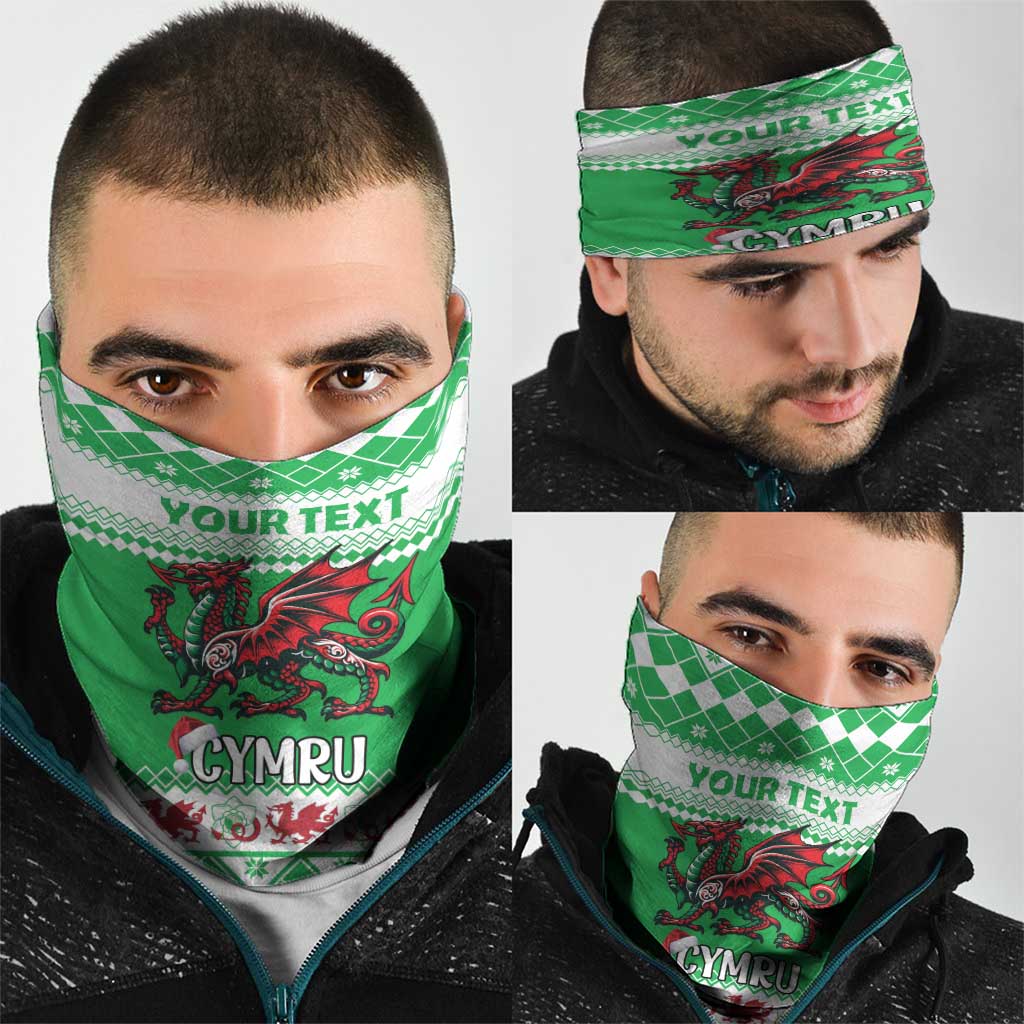 Personalized Wales Christmas Dragon Neck Gaiter Nadolig Llawen Green Version - Wonder Print Shop
