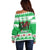 Personalized Wales Christmas Dragon Off Shoulder Sweater Nadolig Llawen Green Version - Wonder Print Shop