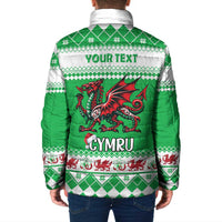 Personalized Wales Christmas Dragon Padded Jacket Nadolig Llawen Green Version - Wonder Print Shop